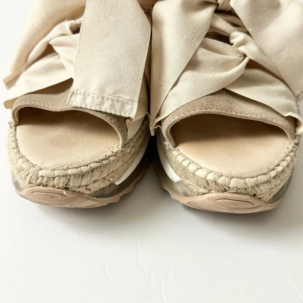 Free People Chapmin Sport Bow Platform Espadrille Slide Sandals Cream EU 40 US 9